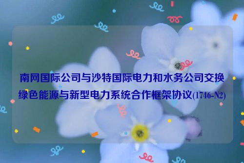 南网国际公司与沙特国际电力和水务公司交换绿色能源与新型电力系统合作框架协议(1746-N2)